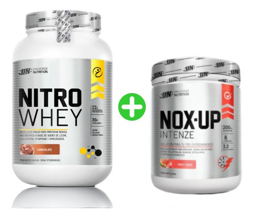 Nitro Whey - 1.2 Kg + Nox Up Intenze 600 Gr - Combo + Sabor Vainilla , Fresa , Cookies , Lucuma