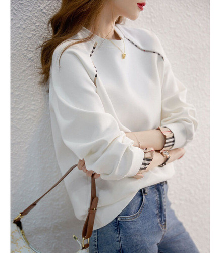Sudadera Casual De Otoño A Rayas De Manga Larga Para Mujer