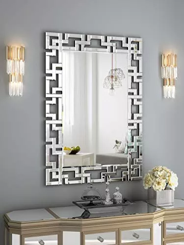 AOVSA Espejos decorativos grandes de pared, espejo decorativo de arte  moderno con diseño veneciano griego, espejos de pared rectangulares  plateados – Yaxa Colombia