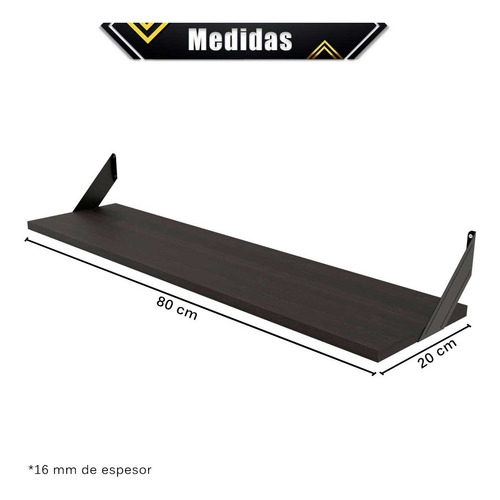 Imagen 3 de 10 de Repisa Con Ménsulas Minimalista Melamina Moderna 80x20 Cm