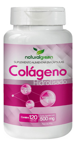 Suplemento Em Cápsulas Natural Green  Colágeno Hidrolisado Cápsulas Colágeno Hidrolisado Colágeno Colágeno Hidrolisado De 180g