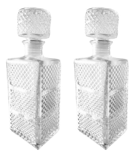 Juego 10 Licoreras Rectangular Labrada De Vidrio Cristal 1 L