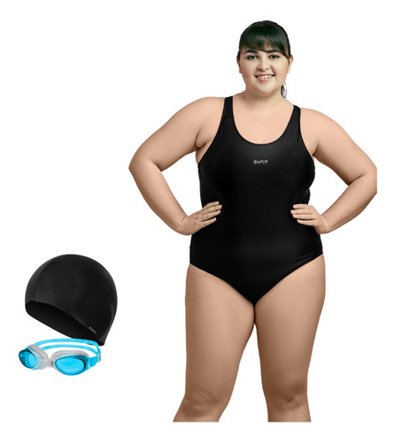 Combo Natacion Enteriza Grande + Gorro Silicona + Antiparras