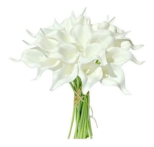 20 Flores Calas Artificiales Mandys Latex  35cm Blanco Puro