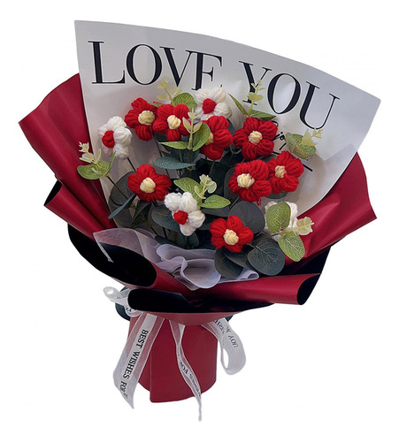 Ramo De Flores De Ganchillo De Hija Hijo Día De La Rojo