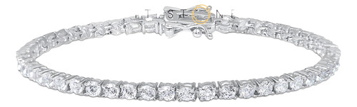 Pulseira Feminina Riviera Timeless Zircônia 3mm Em Prata 925 Cor Prateado