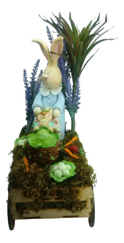 Figura De Pasta Flexible Coneja En Carreta De Jardín 43 Cm