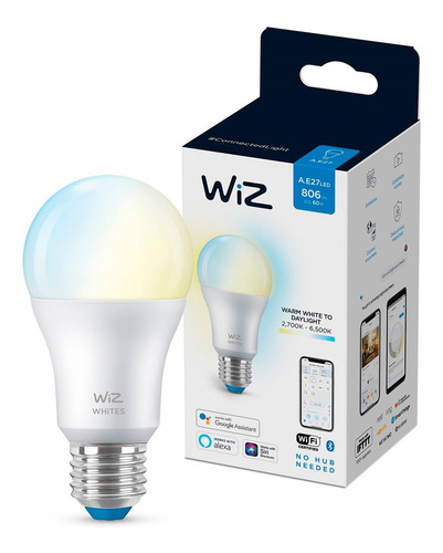 Imagen 2 de 6 de Ampolleta Led Inteligente Wiz Luz Fria & Calida 9w E27 Wifi