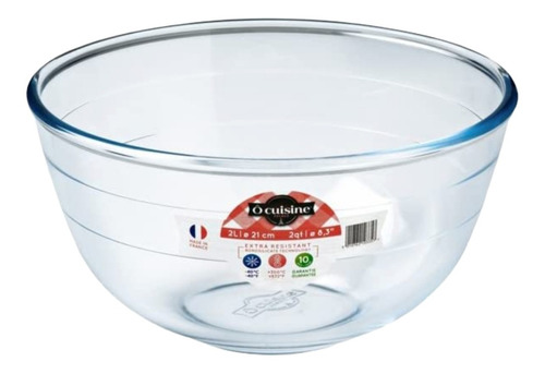 Bowl Vidrio 2 Litro Ocuisine 21cm Borosilicato Batidor Horno