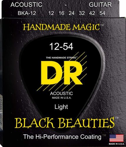 Dr Strings Cuerdas De Guitarra Acústica Color Negro Belle