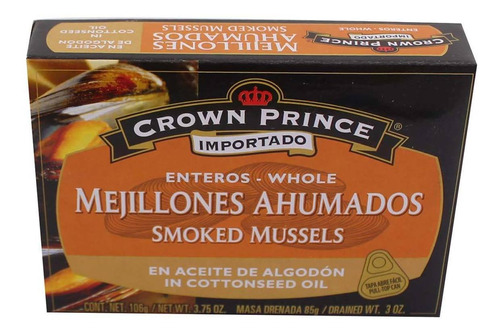 Mejillones Ahumados Marinter Crown Prince Aceite De Algodón De 106g