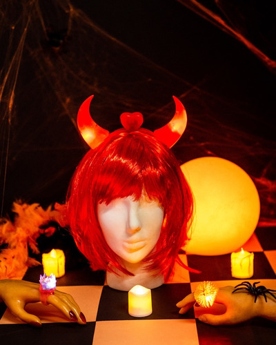 Imagen 6 de 10 de Vincha Diablo Cuernos Luminosa Led Cotillon Combo X24 Unid.