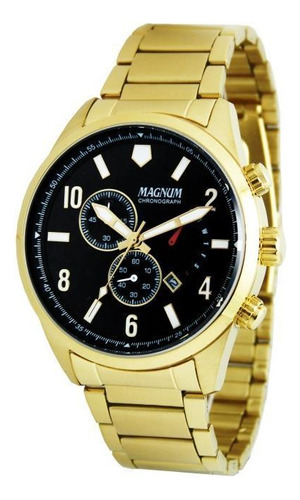 Relógio Magnum Masculino Cronógrafo Dourado 10 Atm 43mm