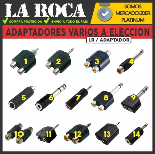 Adaptador Rca Plug 6.5 Miniplug 3.5 Macho Hembra Mono Stereo