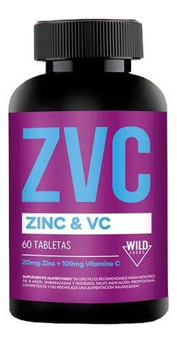 Vitamina C 1000 Mg + Zinc 20mg - Wild Foods Sabor Sin sabor