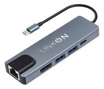 Comprar Hub Adaptador Usb Tipo C 5 En 1 Linkon Rj45 Para Mac Windows
