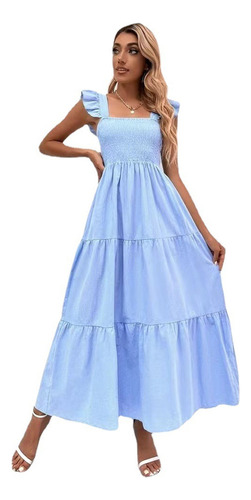 Vestidos Halter Tipo Pastel De Verano Con Cintura Alta Y Esp