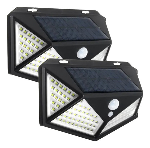 Kit 2 Luminaria Solar Luz Led Com Sensor De Presença 3 Funç