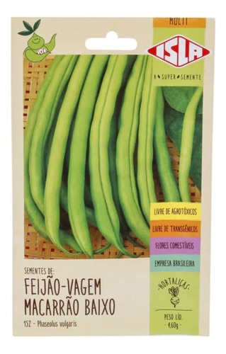 Sementes De Feijão-vagem Macarrão Baixo 100% Natural - Isla