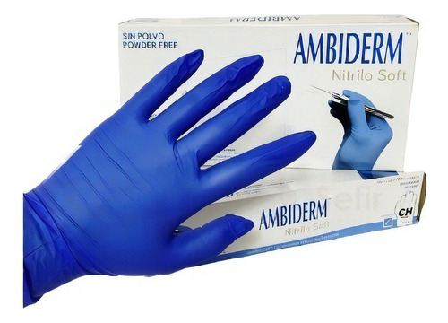 Guantes descartables antideslizantes Ambiderm Soft color violeta talle S de nitrilo x 100 unidades