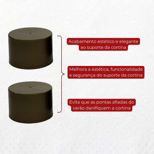Par De Ponteiras Tampão Para Varão Simples De Cortina 19mm