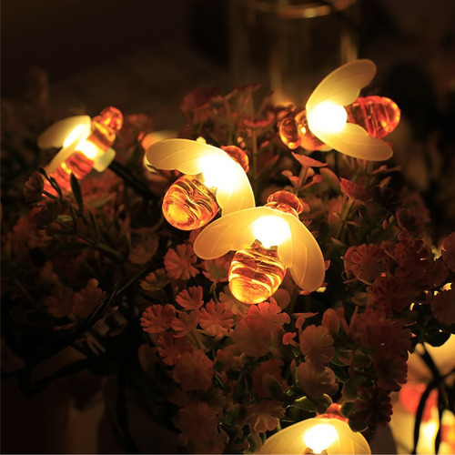 Guirnalda De Luces Led Con Forma De Abeja Solar Para Exterio