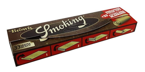 Imagem 2 de 5 de Caixa De Seda Smoking Brown Com Piteira 33un - Original