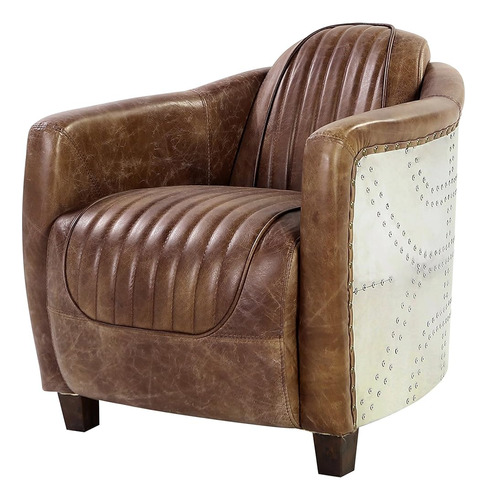Acme Furniture Brancaster Chair - - Retro Brown Top Grain Le