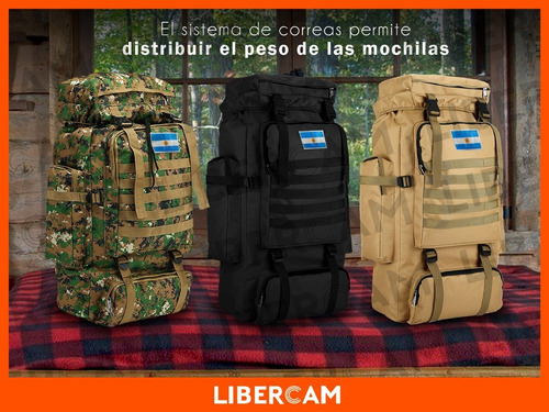Imagen 5 de 6 de Mochila Camping Tactica Militar Viaje Mochilero Trekking Color Camuflaje