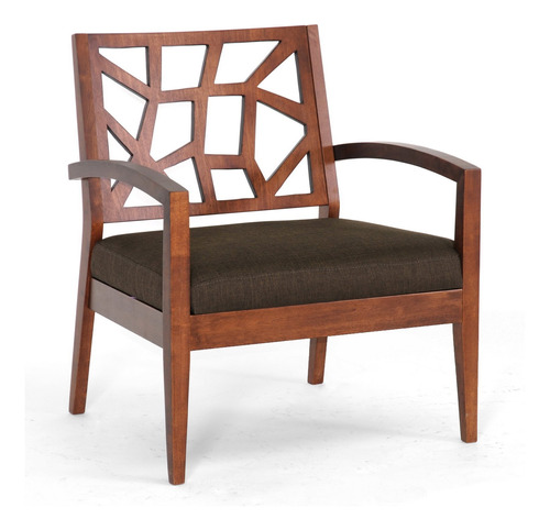 Silla Descanso Moderna Asiento Tela Marron Oscuro