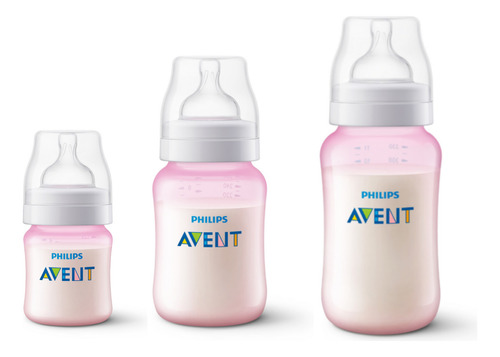 Kit 3 Mamadeiras Avent Classic Anticólica 125/260/330ml 