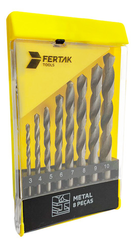 Conjunto Brocas Para Metal Completo Com 8 Peças De 3 A 10mm