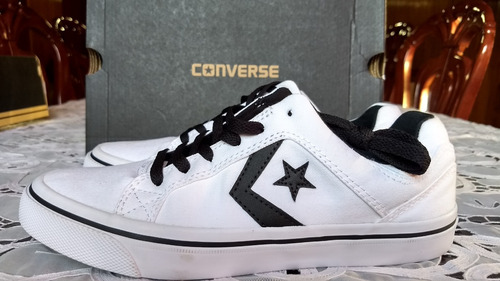 Converse Ox Caballero Lona Blanco Negro Nuevo Original 27