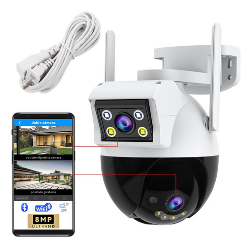 Cámara Vigilancia Exterior Seguridad 4k Wifi 8mp Doble Lente