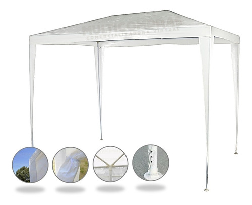 Carpa Toldo Gazebo De 3x2 En Polyester Blanco 