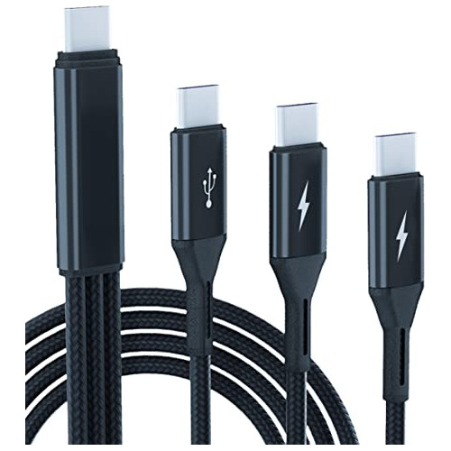 Cable Divisor Usb C, Cable De Carga Usb C Macho A 3 Tipo C M