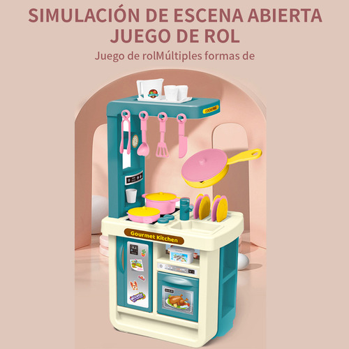 Mini Juego De Cocina De Juguete Educativo Con Platos Comida Color Azul