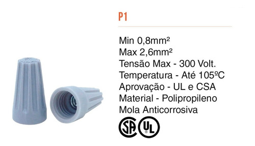 1000 Conectores De Torção Emenda Fios Cabos Cinza Até 2,6mm²