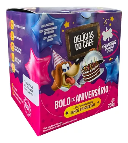 Bolo de Aniversário Petitos Delicias do Chef para Cães Sabor