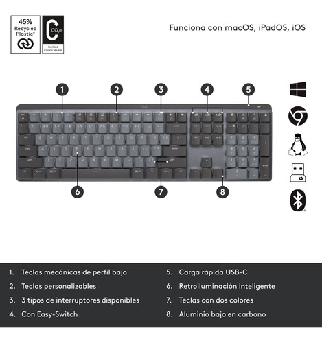 Logitech Mx Mechanical Teclado Inalámbrico Iluminado