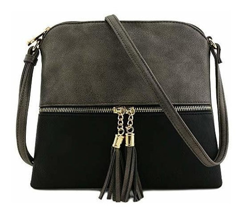 Bolso De Dama Gris.negro Tipo Bandolera No Deluxity