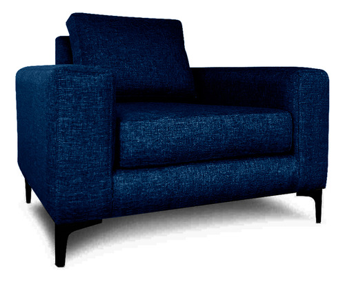 Sillon Individual Ocacional Salas Modernas Minimalista Retro Color Azul Moonlight Diseño De La Tela Lino
