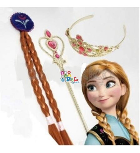 Set De 3 Accesorios Disfraz Frozen Princesa Elsa Juguete Conjunto De Vestir Para Cumpleaños, Halloween, Fiestas  De Niñas Corona, Varita Y Trenza D1  