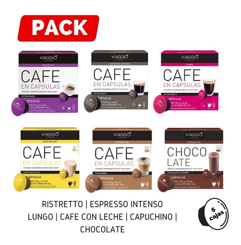 Imagen 1 de 8 de Arma Tu Pack 6 Cajas Café Viaggio Espresso Para Dolce Gusto
