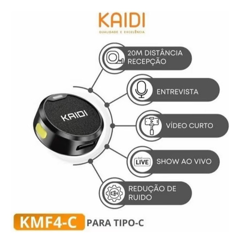 Microfone Lapela Sem Fio Duplo Sem Ruído iPhone Lightning