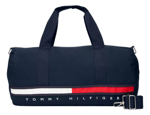 Bolsa de viaje grande de Tommy Hilfiger, color azul oscuro, correa de hombro azul oscuro, diseño de tela lisa