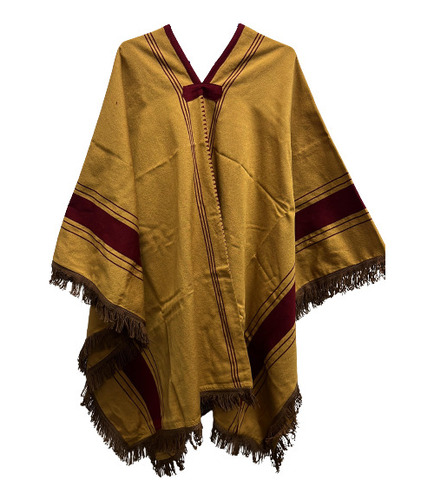 Poncho Incaico Adulto Tucumano Camel C/ Colorado