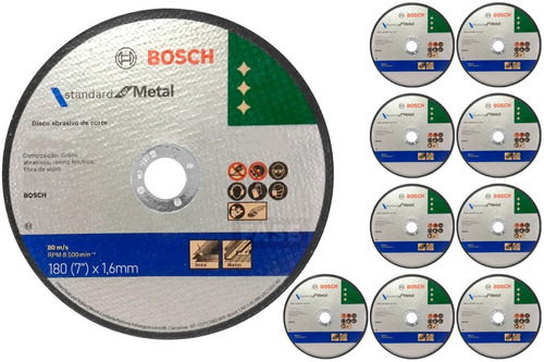 10 Discos De Corte Bosch Para Amoladora 180mm 1.6 7 Pulgadas