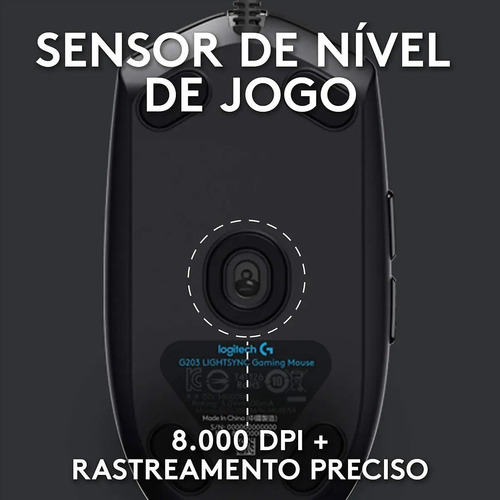 Mouse Gamer Logitech Óptico G203 Lightsync, Alámbrico, Usb