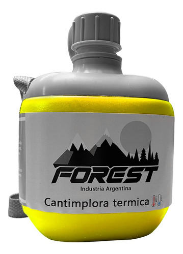 Cantimplora Termo Termica Forest 600ml Tapa Rosca C/ Correa Color Amarillo